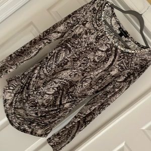 INC sequin neck ruched top, size L